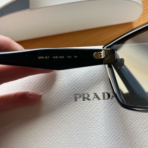 NWT Prada Black Gold Limited Edition Oversized Cat Eye Shield Sunglasses SPR16T - Picture 13 of 16
